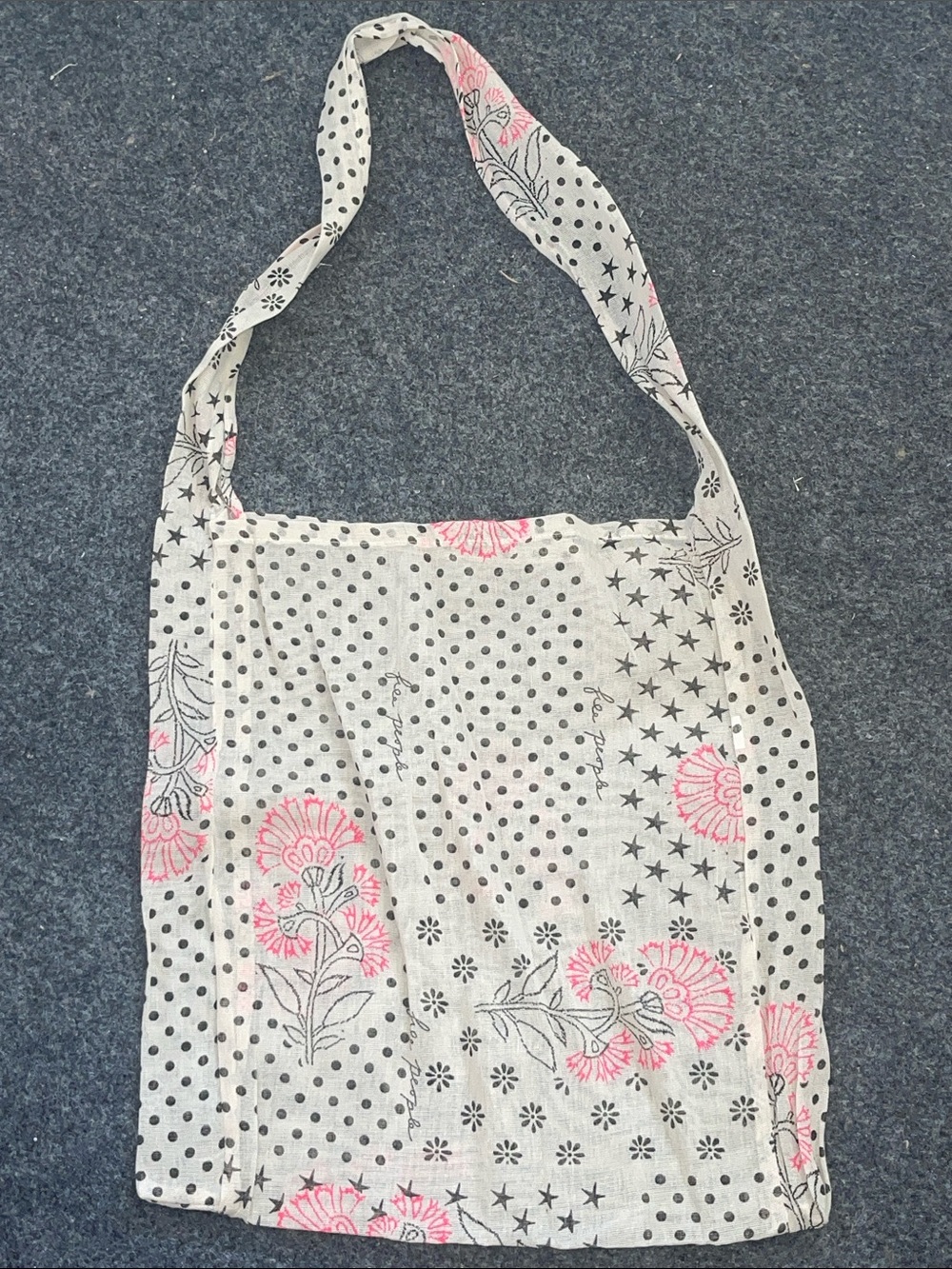 Free People Lightweight Gauze  Pink Floral Canvas Tote Bag Market Gift Beach NEW
